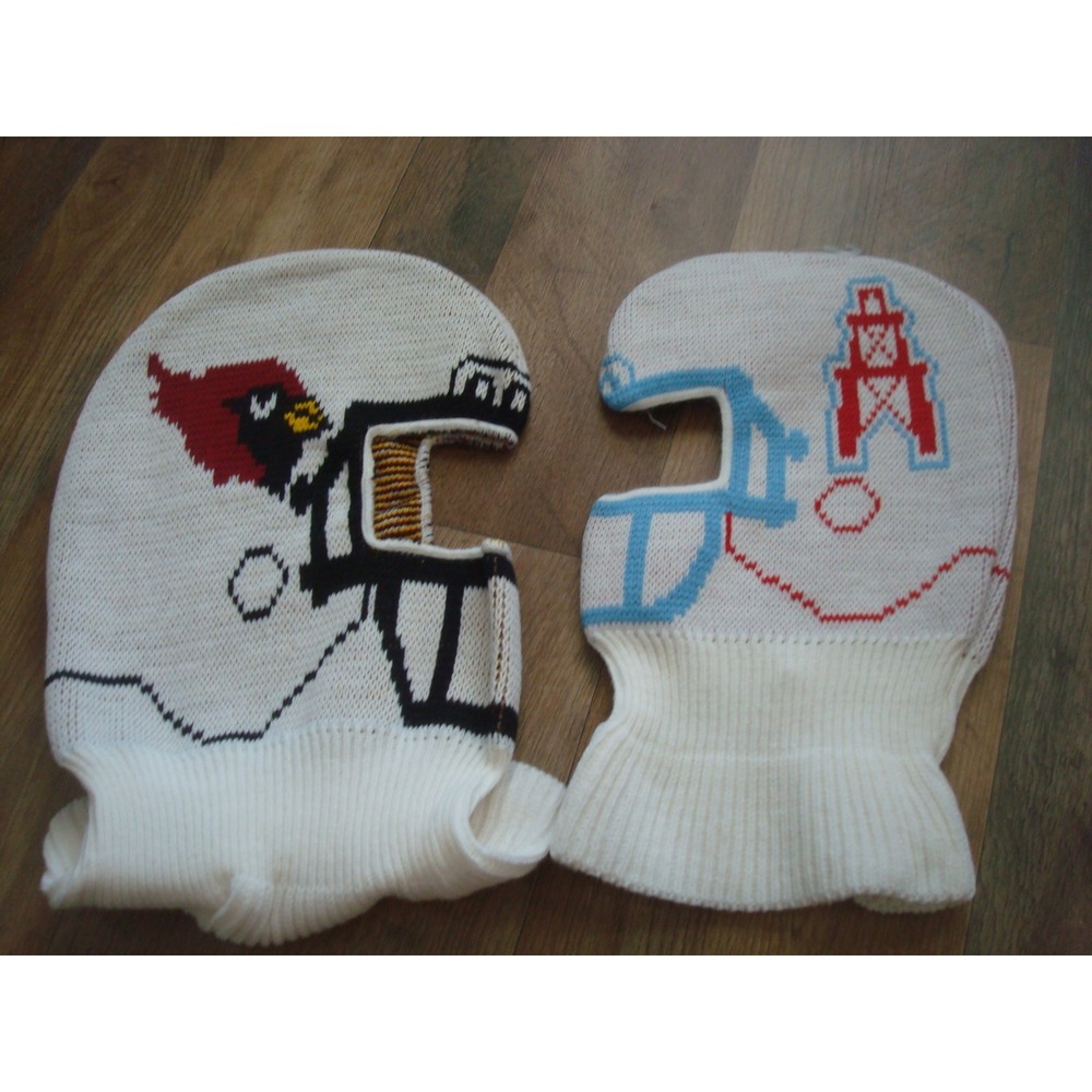 2PC LOT Vintage 90S ARIZONA CARDINALS HOUSTON OILERS  Helmet Knit Ski‎ Mask Hat